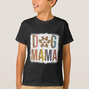 Blekt Hund Leopard och Boho Mamma Life Mor T Shirt