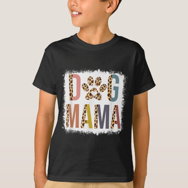 Blekt Hund Leopard och Boho Mamma Life Mor T Shirt (Framsida)