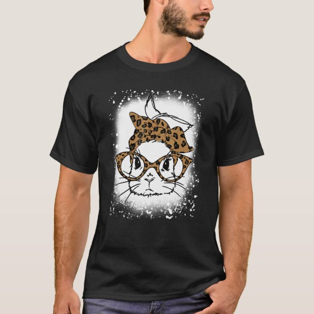 Blekt kaninbunny med leopard Glass Cute T Shirt (Framsida)