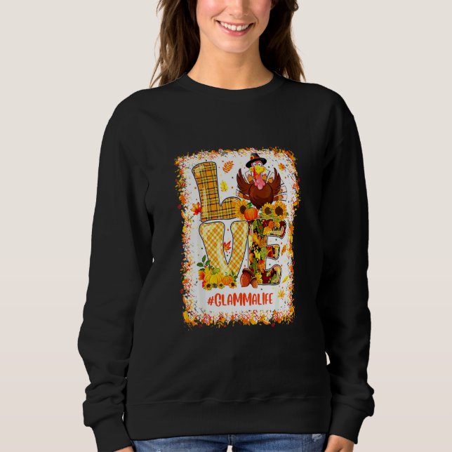 Blekt Kärlek Glamma Liv Kalkon Höst Höst Tack T Shirt (Framsida)