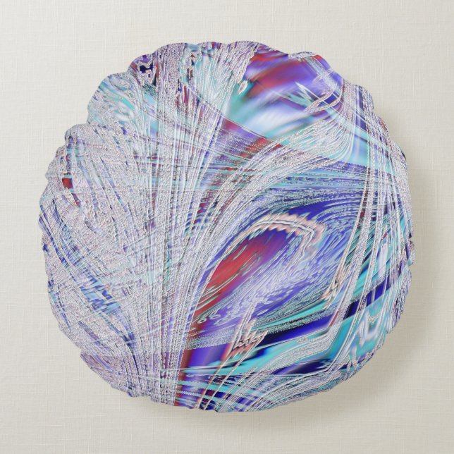 Blekt korsad fågelfjäder rund kudde (Framsidan)