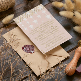 Blekt körsbär och guld bröllop under stjärnorna inbjudningar