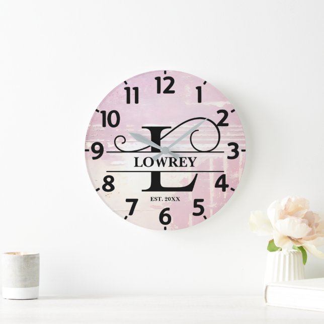 Blekt lavendel slitstark L-monogram Stor Klocka (Hem)