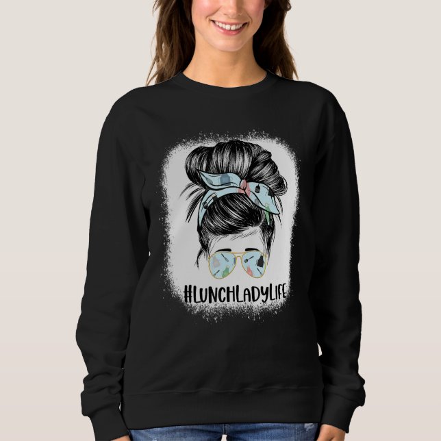 Blekt lunchdam messy hår kvinna tofs lunch kille t shirt (Framsida)