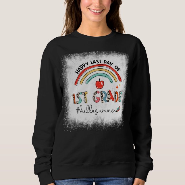 Blekt Lycklig förra dagen Hej av regnbåge i första T Shirt (Framsida)