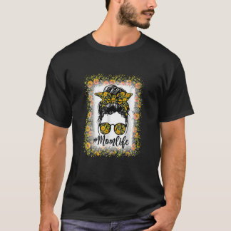Blekt Mamma Life Messy Bun Solros Kvinnor Mor T Shirt
