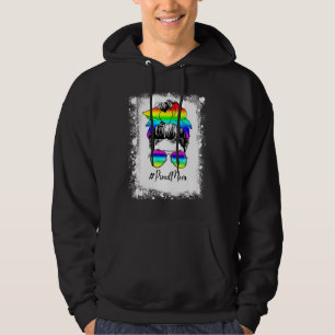 Blekt Messigt Upphöjt Stolt Mor HBTQ HBT Stolthets Hoodie