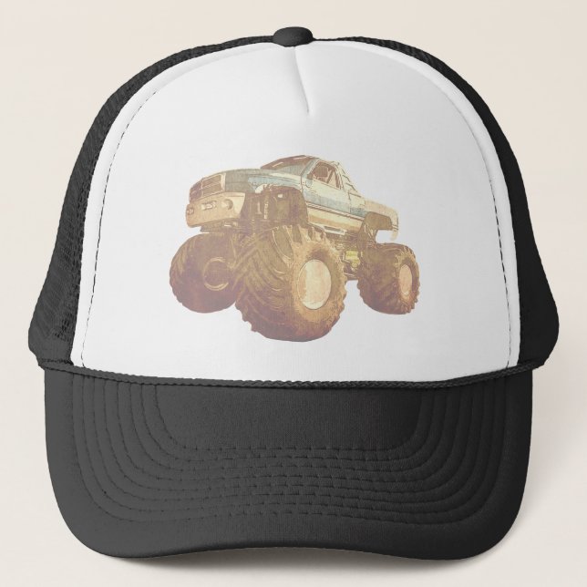 Blekt monstertruck truckerkeps (Framsida)