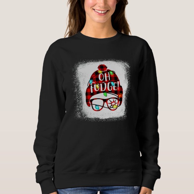 Blekt Oh Fudge God Jul Röd Rutig T Shirt (Framsida)