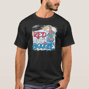 Blekt röd vit och Sprit amerika Flagga 4:e av T Shirt