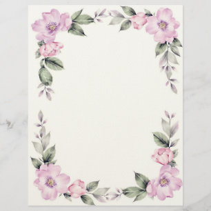 Blekt Rosa Blommig Kant Brevhuvud