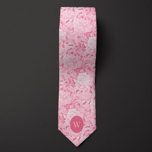 Blekt Rosa Blommig Monogram Slips