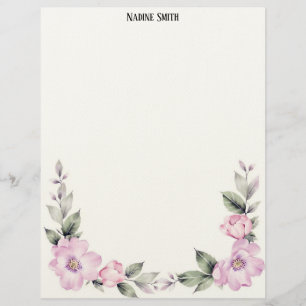 Blekt Rosa Blommig Nedre Kant Brevpapper
