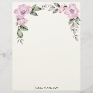 Blekt Rosa Blommig Övre Kant Brevhuvud