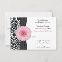 Blekt Rosa Gerber Daisy Damasch Svartbröllop Svar 