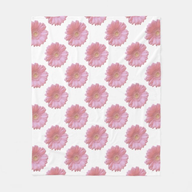 Blekt rosa gerbera fleecefilt (Framsidan)