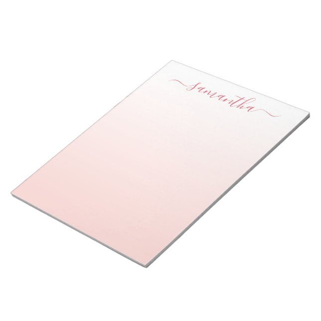 Blekt Rosa Gradient Feminint Signatur Anteckningsblock (Vinklad)