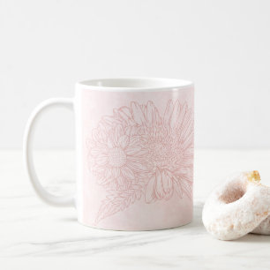 Blekt Rosa Grunge med Namn och Krysantemum Kaffemugg