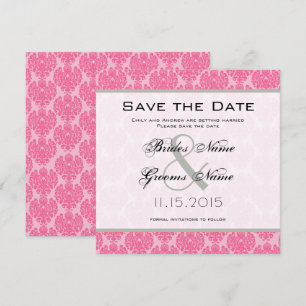 Blekt Rosa Hetrosa Damask Bröllop Spara Datum Inbjudningar