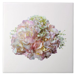 Blekt Rosa Hortensia Med Baby's Breath Kakelplatta