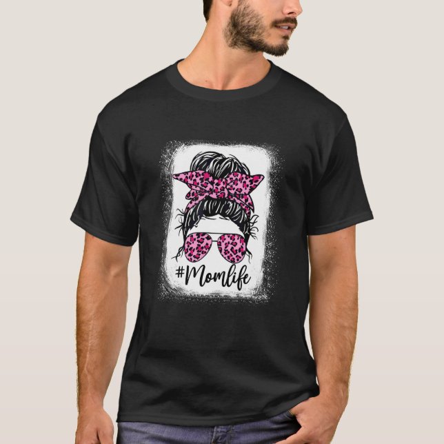 Blekt Rosa Mamma Life Leopard Mors dag T Shirt (Framsida)