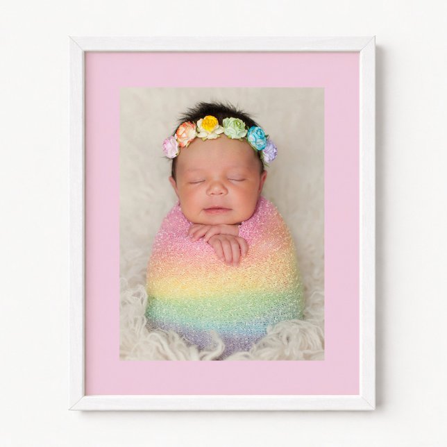 Blekt Rosa Ny Bebis Flicka Foto Poster (Pale Pink New Baby Girl Photo Poster)