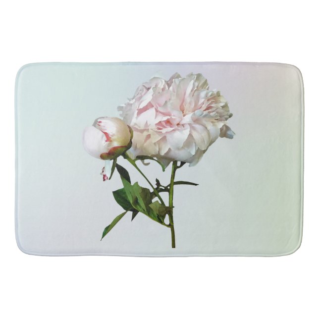 Blekt rosa peon och knopp badrumsmatta (Framsidan)