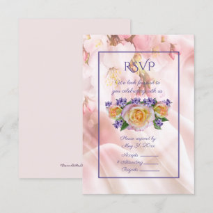 Blekt Rosa Ros Med Lila Accenter RSVP Inbjudningar