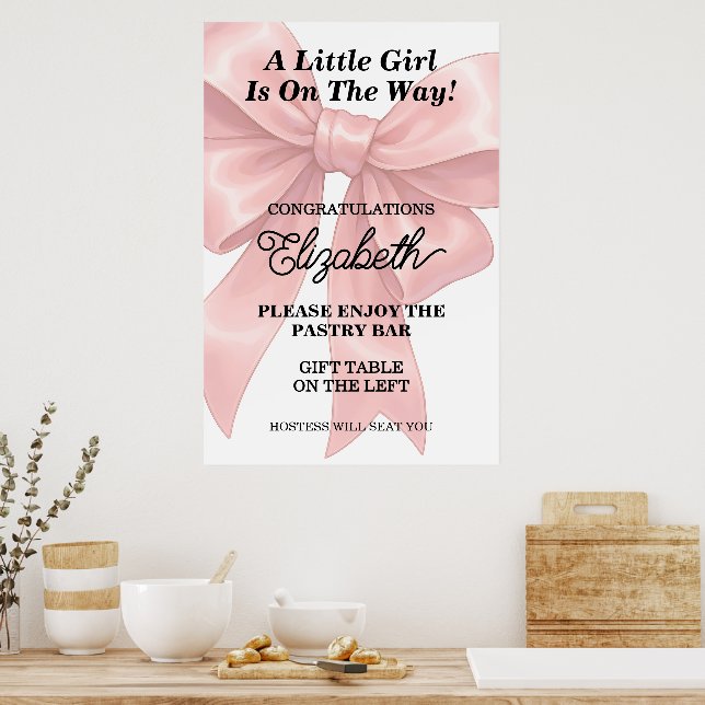 Blekt Rosa Slöja och Band Flicka Barnkalas Poster (Kök)