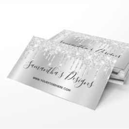 Blekt Silver Glitter Drips Ombre Webbutik Visitkort