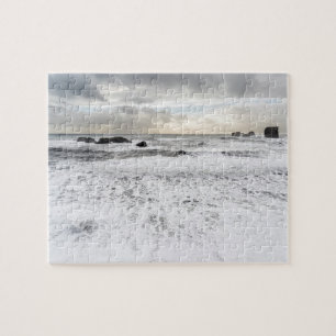 Blekt skummande havslandskap, Island Pussel