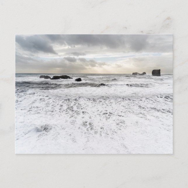 Blekt skummande havslandskap, Island Vykort (Framsida)