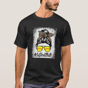Blekt softball Mamma Life med leopard och Messy T Shirt