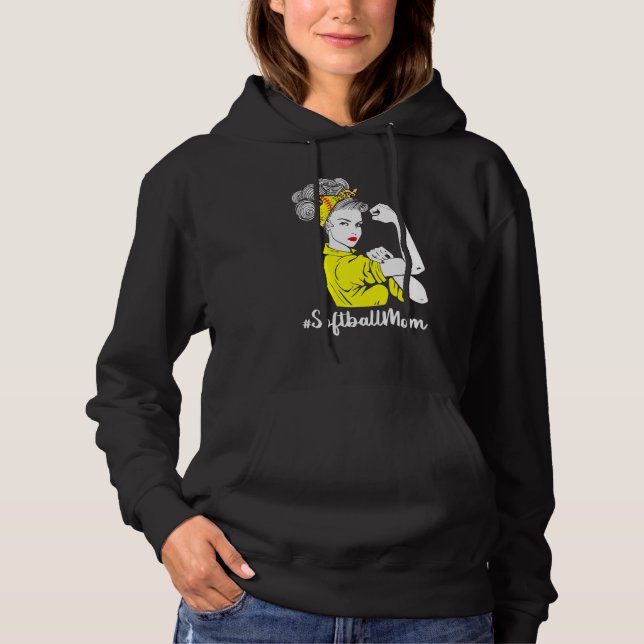 Blekt softball Mamma Life med leopard och Messy T Shirt (Framsida)