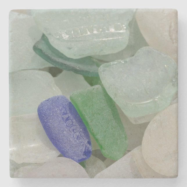 Blekt strandglas stenunderlägg (Framsidan)