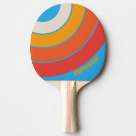 Blekt Surfblått Cirkelsmuster med Namn Pingisracket