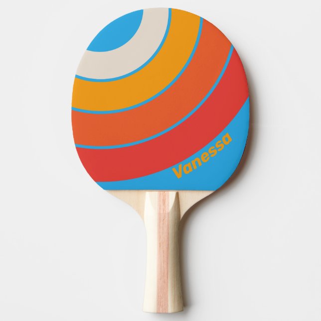 Blekt Surfblått Cirkelsmuster med Namn Pingisracket (Framsidan)