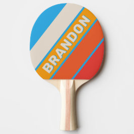 Blekt Surfblått Djärvt Randigt med Namn Pingisracket