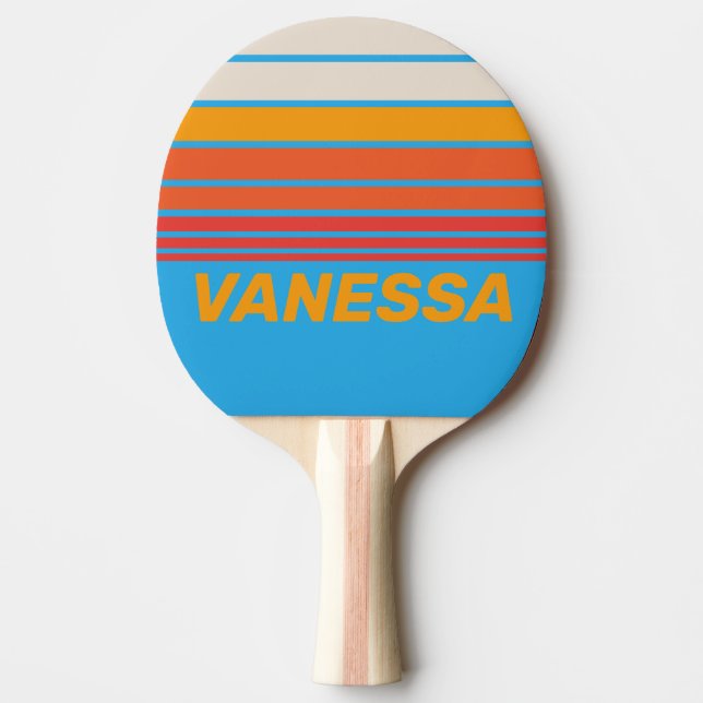 Blekt Surfblått Horisontell Rand med Namn Pingisracket (Framsidan)