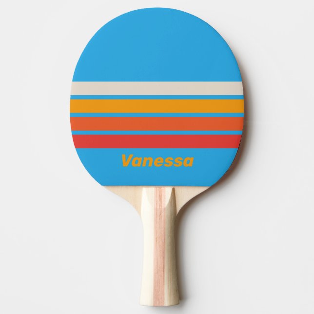 Blekt Surfblått med Ränder och Namn Pingisracket (Framsidan)