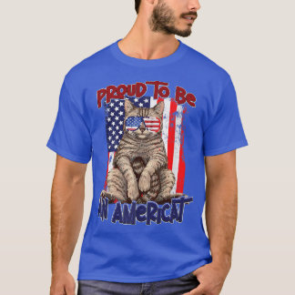 Blekt USA flagga-katt 4:e Juli-prodé som ska vara T Shirt