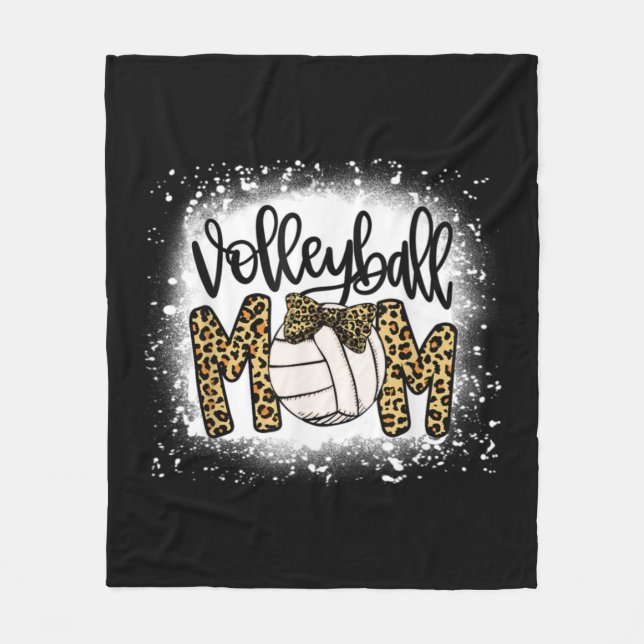 Blekt volleyboll Mamma Leopard Roligt Boll Mamma M Fleecefilt (Framsidan)