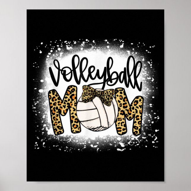 Blekt volleyboll Mamma Leopard Roligt Boll Mamma M Poster (Framsidan)