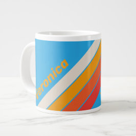 Blekta Surfblå Ränder med Namn Jumbo Mugg