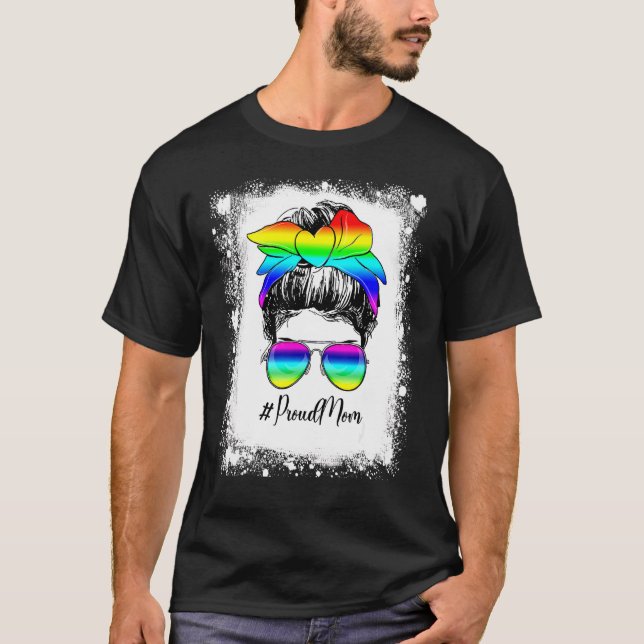 Blektuddig tofs stolt mamma HBTQ HBTQ-stöd T Shirt (Framsida)