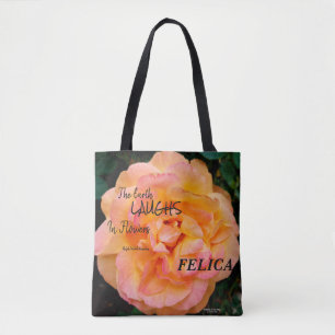 Blend-foto för persikofärgad Gult-Rosa, Ro-blomma Tygkasse