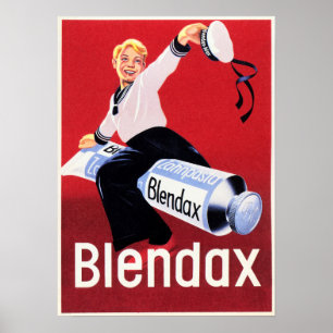 BLENDAX Toothpaste Smilor Sailor Boy Old German Poster