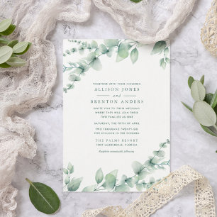 Blended Families Botanical Greenery Bröllop Inbjudningar