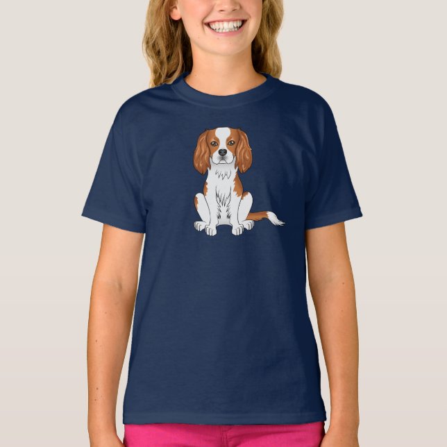 Blenheim Cavalier King Charles Spaniel Hund sittan T Shirt (Framsida)