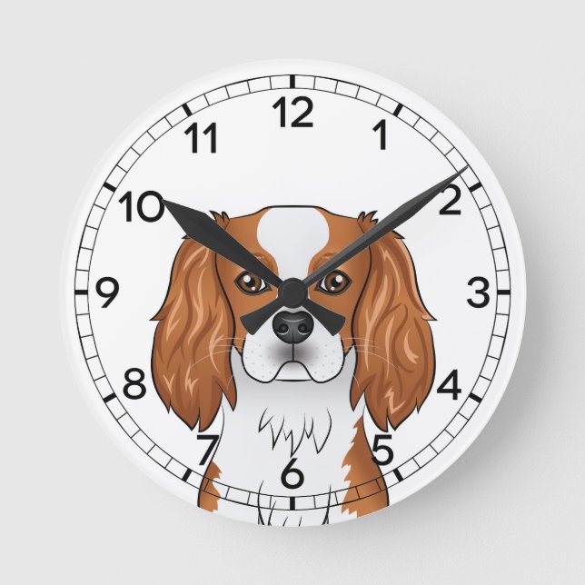 Blenheim Cavalier King Charles Spaniel huvud Rund Klocka (Framsida)